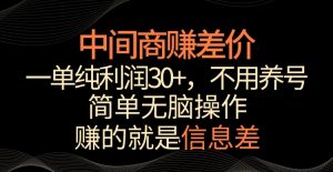 中间商赚差价,一单纯利润30+,简单无脑操作,赚的就是信息差,轻轻松松日入1000+【揭秘】-铭创资源库