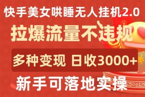 快手美女哄睡无人挂机2.0.拉爆流量不违规,多种变现途径,日收3000+,新手可落地实操【揭秘】-铭创资源库