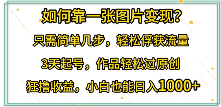 如何靠一张图片变现?只需简单几步，轻松俘获流量，3天起号，作品轻松过原创【揭秘】-铭创资源库