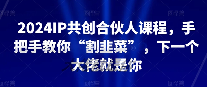 2024IP共创合伙人课程，手把手教你“割韭菜”，下一个大佬就是你-铭创资源库