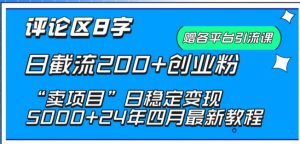 抖音评论区8字日截流200+创业粉 “卖项目”日稳定变现5000+【揭秘】-铭创资源库
