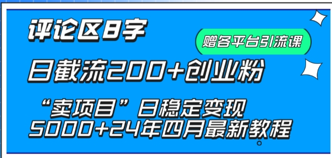 抖音评论区8字日截流200+创业粉 “卖项目”日稳定变现5000+【揭秘】-铭创资源库