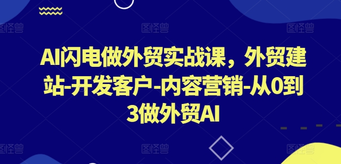 AI闪电做外贸实战课，​外贸建站-开发客户-内容营销-从0到3做外贸AI-铭创资源库