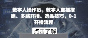 数字人操作员,数字人直播搭建、多路开播、选品技巧,0-1开播流程-铭创资源库