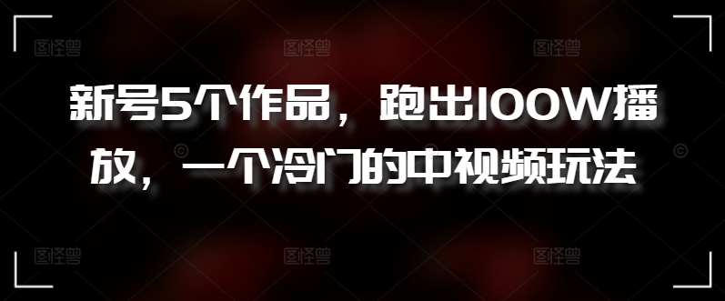 新号5个作品，跑出100W播放，一个冷门的中视频玩法【揭秘】-铭创资源库