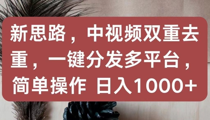 新思路，中视频双重去重，一键分发多平台，简单操作，日入1000+【揭秘】-铭创资源库