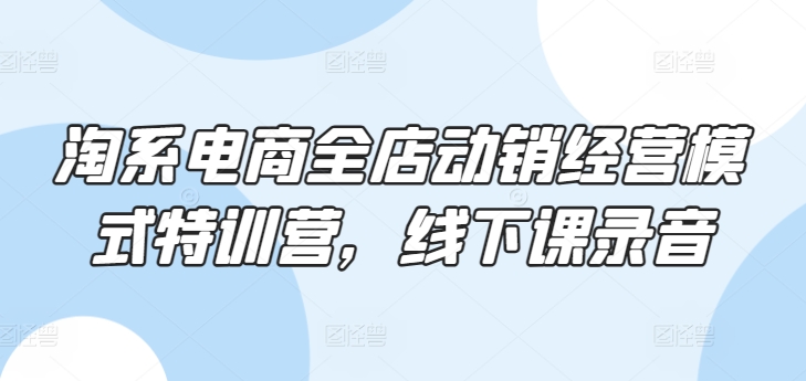 淘系电商全店动销经营模式特训营，线下课录音-铭创资源库