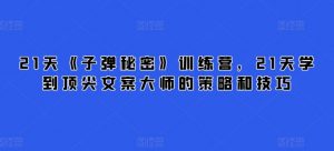 21天《子弹秘密》训练营,21天学到顶尖文案大师的策略和技巧-铭创资源库