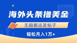 海外头条撸美金,无脑搬运发帖子,月入1万+,小白轻松掌握【揭秘】-铭创资源库