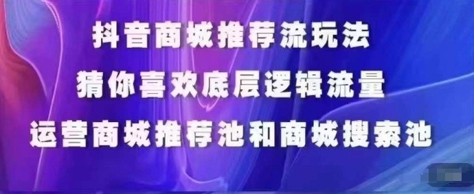 抖音商城运营课程，猜你喜欢入池商城搜索商城推荐人群标签覆盖-铭创资源库