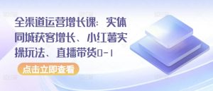 全渠道运营增长课:实体同城获客增长、小红薯实操玩法、直播带货0-1-铭创资源库