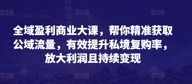 全域盈利商业大课，帮你精准获取公域流量，有效提升私境复购率，放大利润且持续变现-铭创资源库