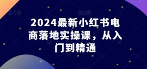 2024最新小红书电商落地实操课,从入门到精通-铭创资源库
