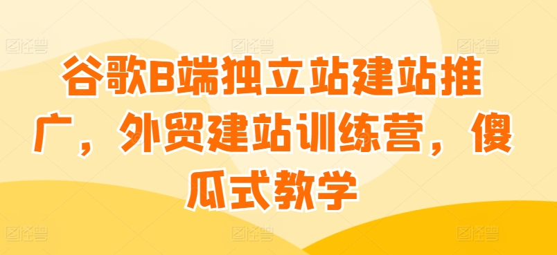 谷歌B端独立站建站推广，外贸建站训练营，傻瓜式教学-铭创资源库