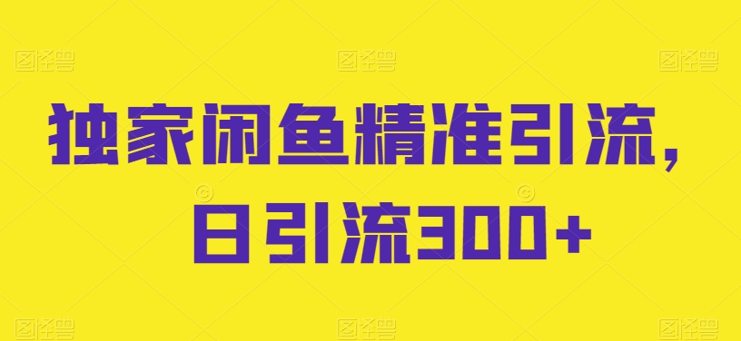 独家闲鱼精准引流，日引流300+【揭秘】-铭创资源库