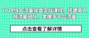 2024线上流量操盘实战课程,搭建高人效流量团队,掌握多平台流量-铭创资源库