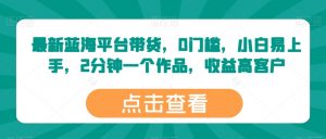 最新蓝海平台带货,0门槛,小白易上手,2分钟一个作品,收益高【揭秘】-铭创资源库