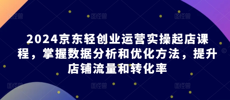 2024京东轻创业运营实操起店课程，掌握数据分析和优化方法，提升店铺流量和转化率-铭创资源库