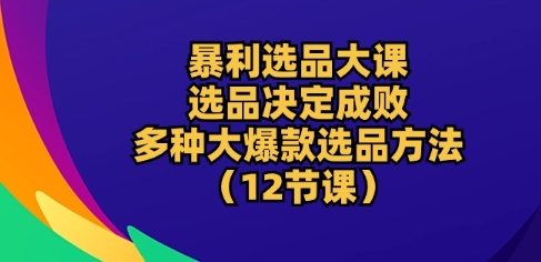 暴利选品大课：选品决定成败，教你多种大爆款选品方法(12节课)-铭创资源库