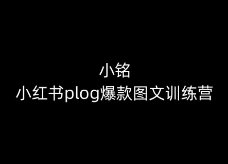 小铭-小红书plog爆款图文训练营，教你从0-1做小红书-铭创资源库