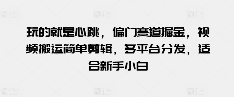 玩的就是心跳，偏门赛道掘金，视频搬运简单剪辑，多平台分发，适合新手小白【揭秘】-铭创资源库