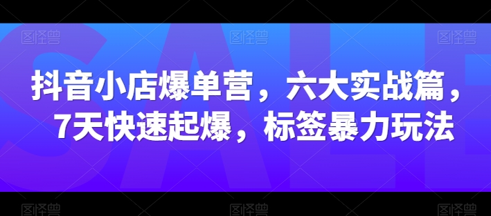 抖音小店爆单营，六大实战篇，7天快速起爆，标签暴力玩法-铭创资源库