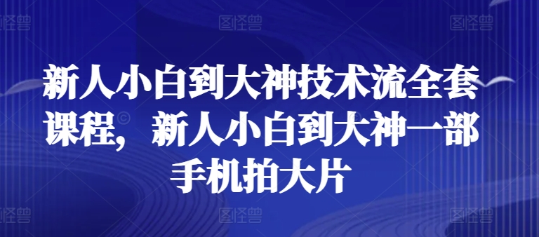 新人小白到大神技术流全套课程，新人小白到大神一部手机拍大片-铭创资源库