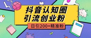 外面收费3980抖音认知圈引流创业粉玩法日引200+精准粉【揭秘】-铭创资源库
