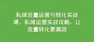 私域流量运营与转化实战课，私域运营实战攻略，让流量转化更高效-铭创资源库