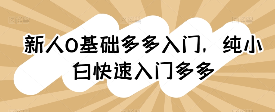 新人0基础多多入门，​纯小白快速入门多多-铭创资源库