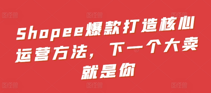 Shopee爆款打造核心运营方法，下一个大卖就是你-铭创资源库