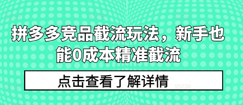 拼多多竞品截流玩法，新手也能0成本精准截流-铭创资源库