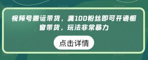 视频号搬运带货,满100粉丝即可开通橱窗带货,玩法非常暴力【揭秘】-铭创资源库