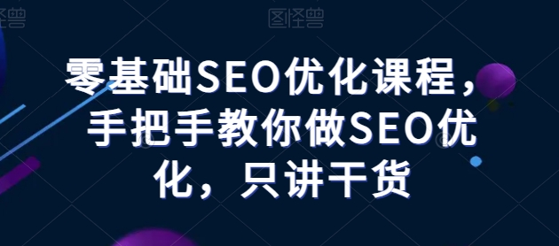 零基础SEO优化课程，手把手教你做SEO优化，只讲干货-铭创资源库