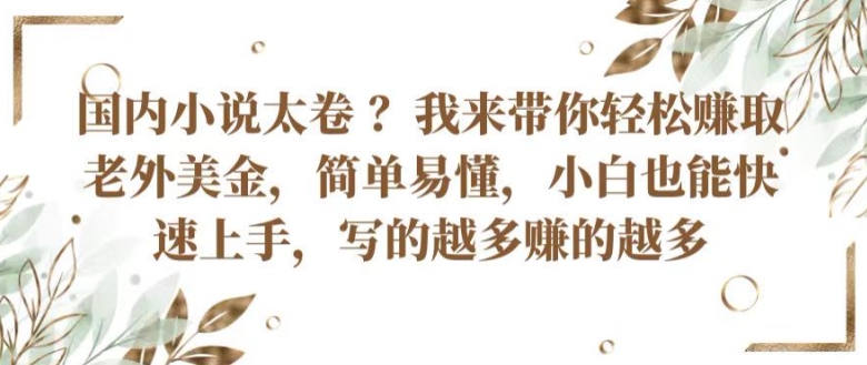 国内小说太卷 ?带你轻松赚取老外美金，简单易懂，小白也能快速上手，写的越多赚的越多【揭秘】-铭创资源库