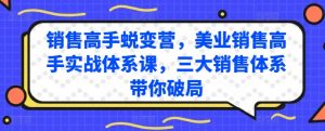 销售高手蜕变营,美业销售高手实战体系课,三大销售体系带你破局-铭创资源库