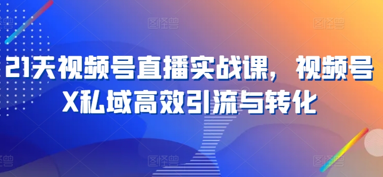 21天视频号直播实战课，视频号X私域高效引流与转化-铭创资源库