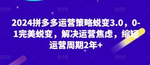 2024拼多多运营策略蜕变3.0,0-1完美蜕变,解决运营焦虑,缩短运营周期2年+-铭创资源库
