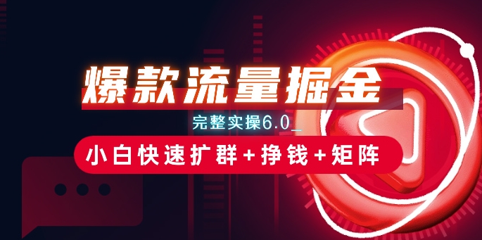 爆款流量掘金_完整实操6.0_小白快速扩群+挣钱+矩阵思路【揭秘】-铭创资源库