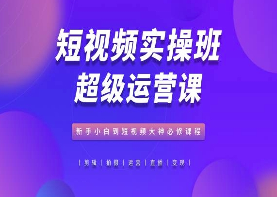 短视频实操班超级运营课，新手小白到短视频大神必修课程-铭创资源库