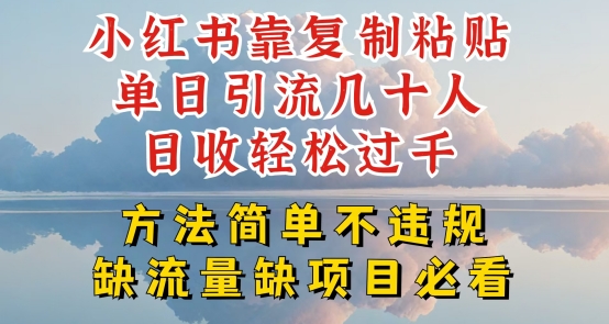 小红书靠复制粘贴单日引流几十人目收轻松过千，方法简单不违规【揭秘】-铭创资源库