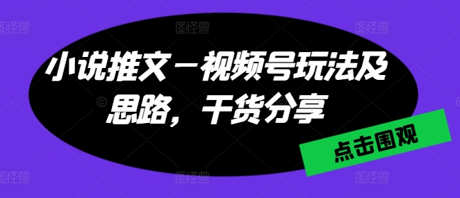 小说推文—视频号玩法及思路，干货分享-铭创资源库