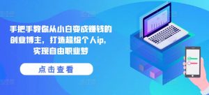 手把手教你从小白变成赚钱的创业博主,打造超级个人ip,实现自由职业梦-铭创资源库