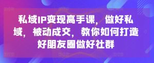 私域IP变现高手课,做好私域,被动成交,教你如何打造好朋友圈做好社群-铭创资源库