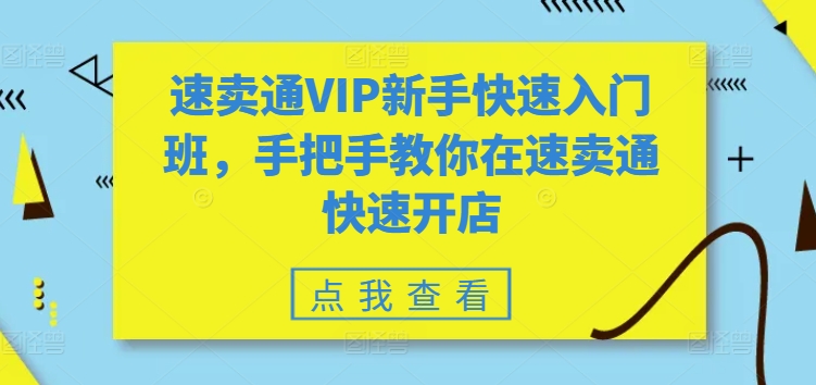 速卖通VIP新手快速入门班，手把手教你在速卖通快速开店-铭创资源库