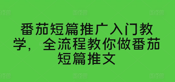 番茄短篇推广入门教学，全流程教你做番茄短篇推文-铭创资源库