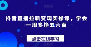 抖音直播拉新变现实操课,学会一周多挣五六百-铭创资源库