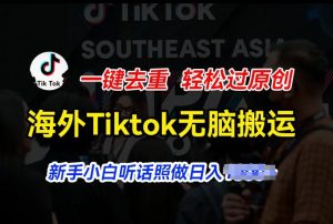 海外Tiktok短视频无脑搬运,一键去重轻松过原创,新手小白听话照做日入几张【揭秘】-铭创资源库