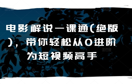 电影解说一课通(绝版)，带你轻松从0进阶为短视频高手-铭创资源库