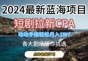 2024最新蓝海项日,短剧拉新CPA,动动手指轻松月入1W,全各大剧场随你挑选【揭秘】-铭创资源库